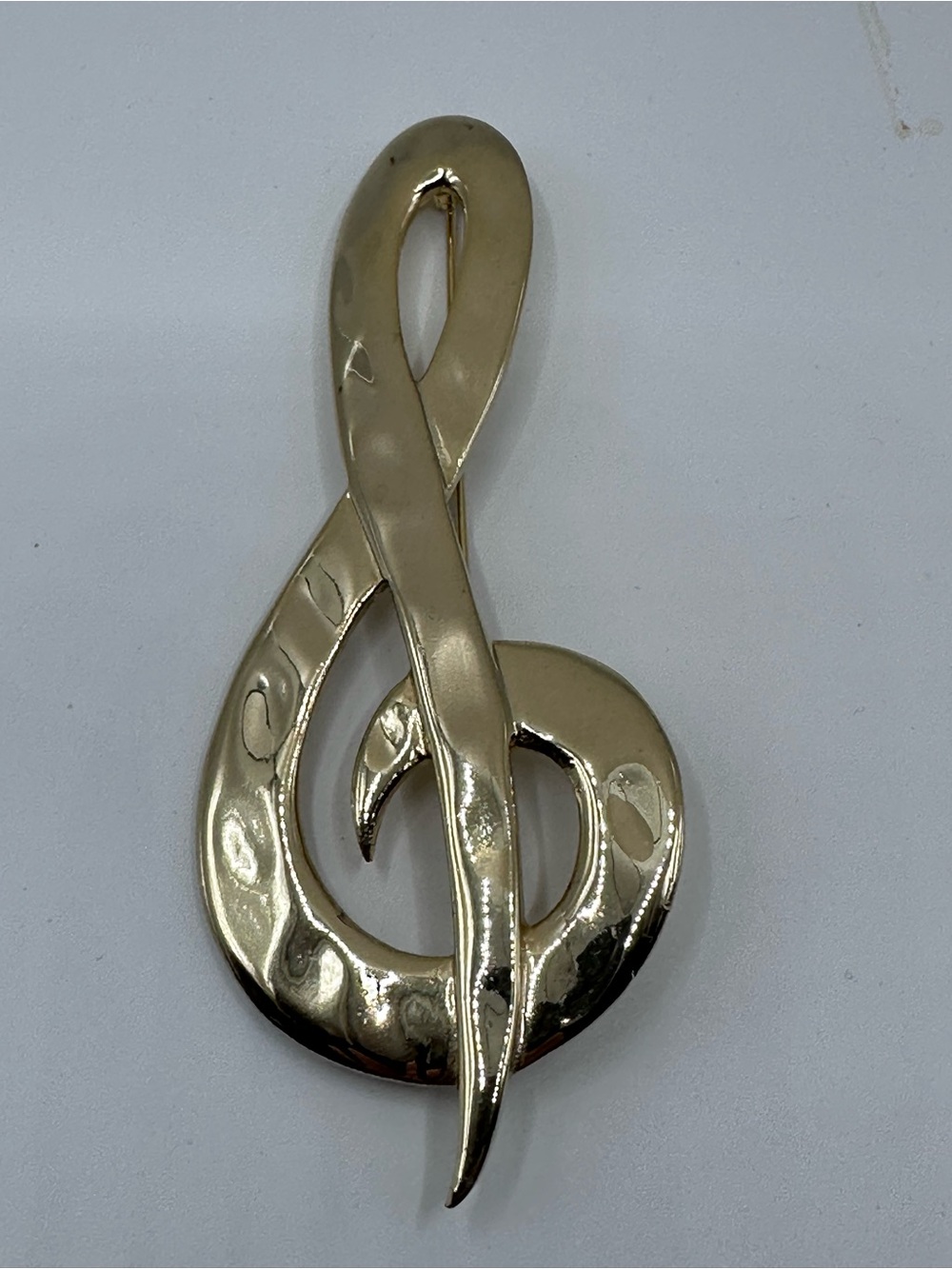 Vintage Treble Clef Gold Tone Brooch